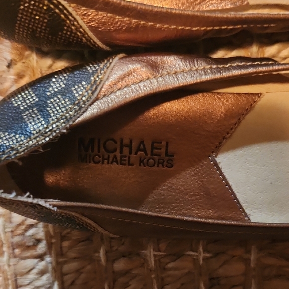 Michael Kors Brown and Black Leather Flats with Studded Details - Picture 2 of 7